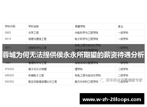 蓉城为何无法提供侯永永所期望的薪资待遇分析